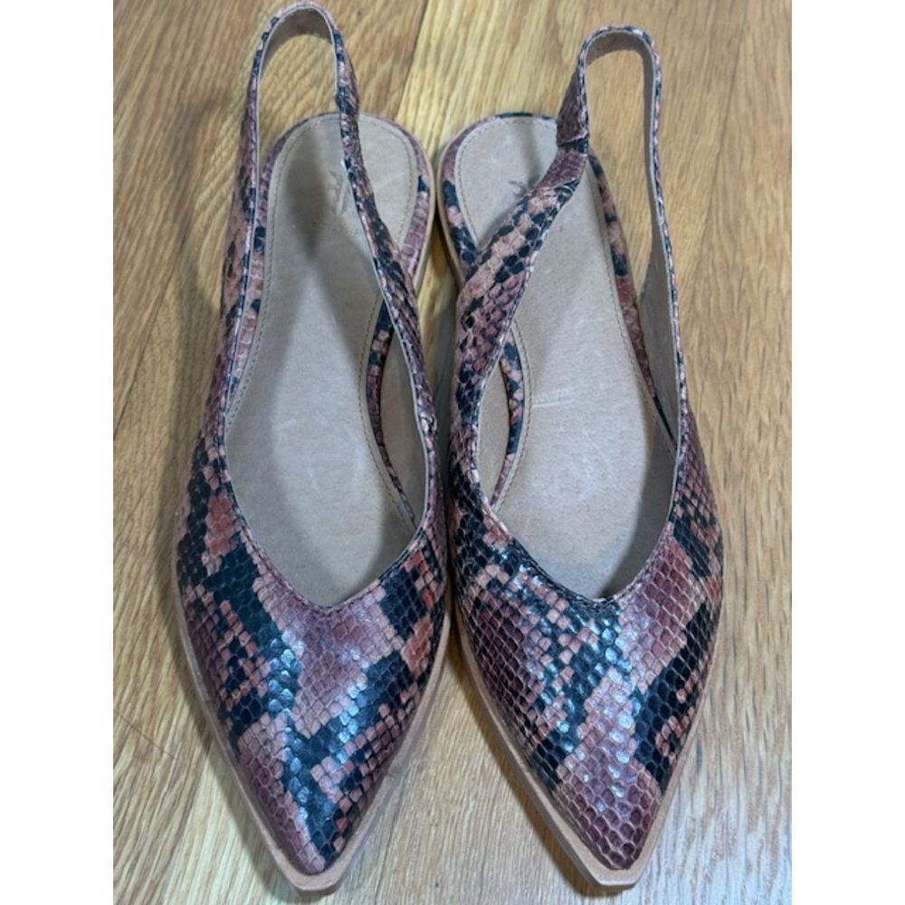 Frye Kenzie Snakeskin Embossed Leather Slingback‎ Flats NWOB 6
